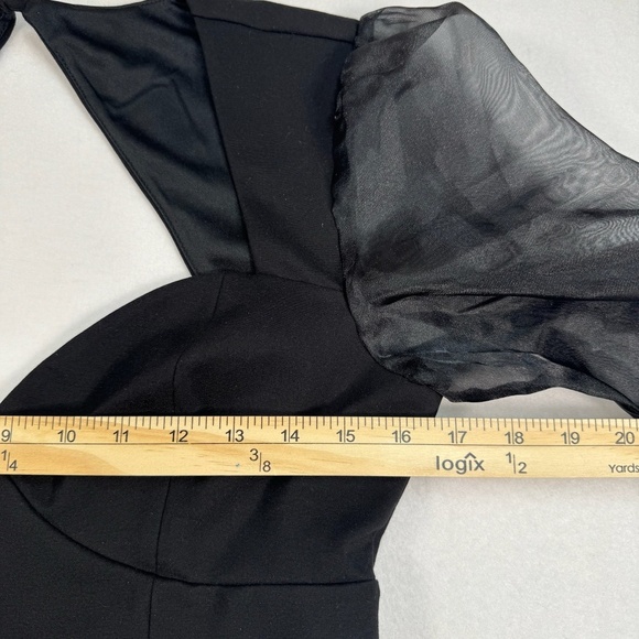 Lulus Black Bodycon Mini Dress Womens Size Large Balloon Sleeve Nwt Open Back - Picture 7 of 15